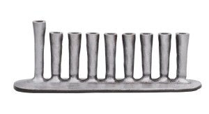 Picture of Yair Emanuel Metal Hand Made Strip Menorah Cylinder Shape Oval Base Silver